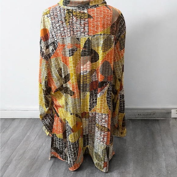 Multiples Women's Abstract Blouse - Yellow, Orange, Black - Picture 5 of 6